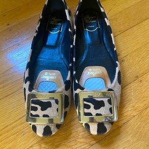 ROGER VIVIER Animal Leopard Ballet Flats 40.5 10.5